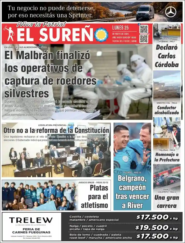 Tapa del diario El Sureño