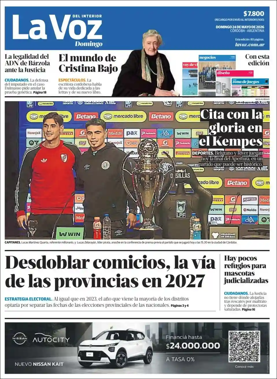 Tapa del diario La Voz
