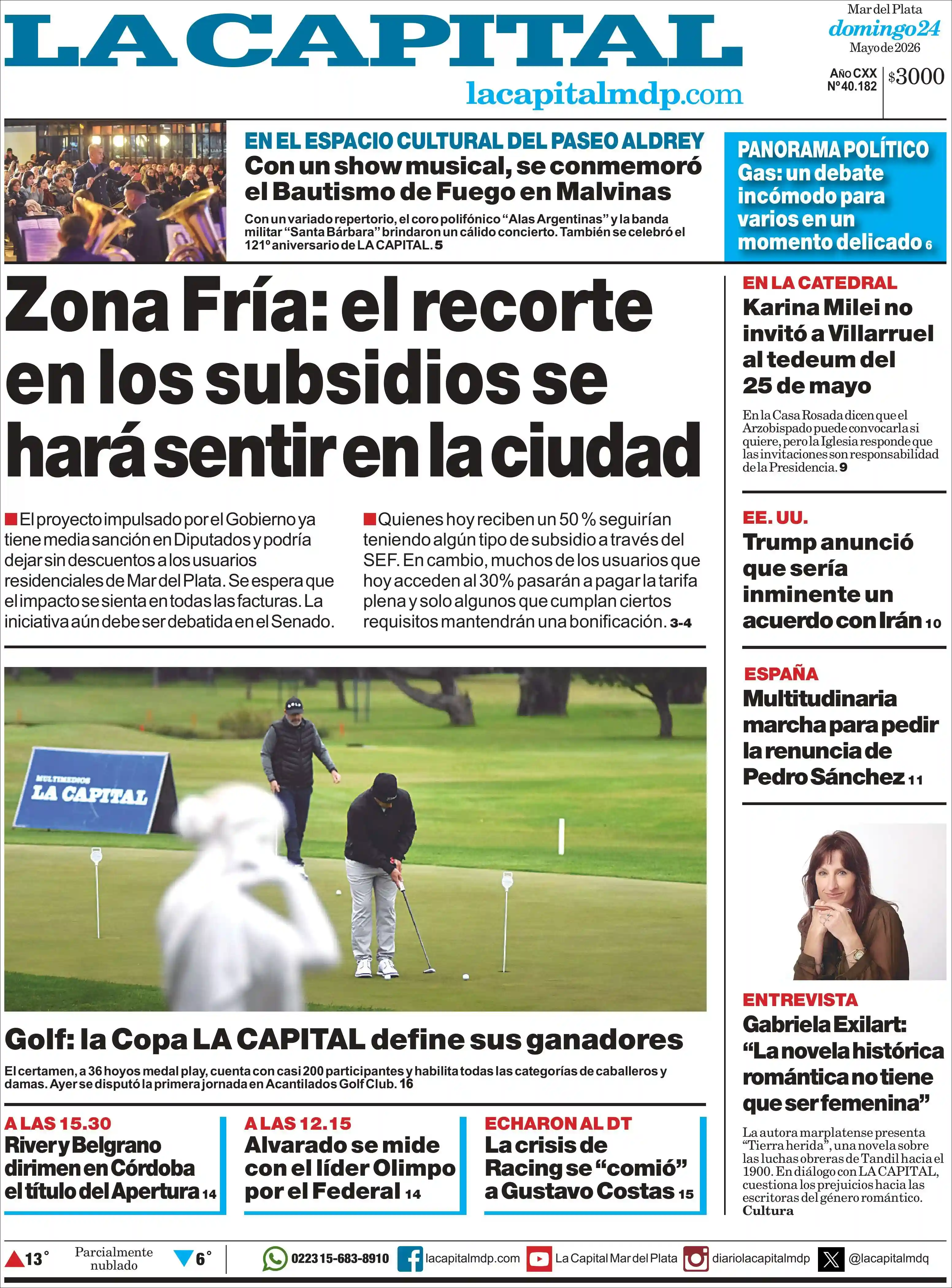 Tapa del diario La Capital