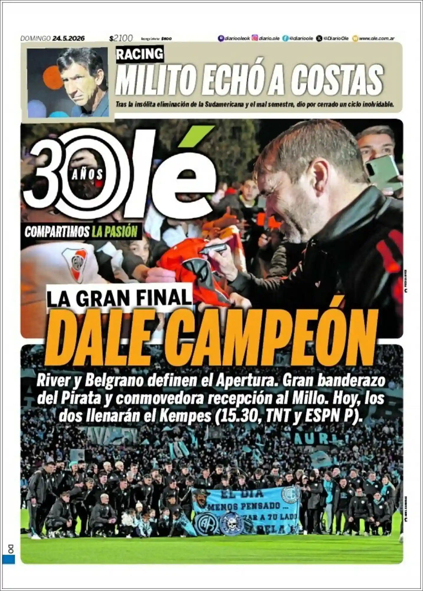Tapa del diario Ole
