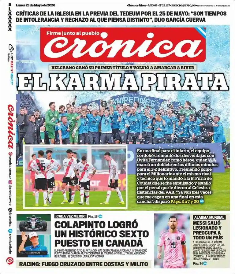 Tapa del diario Crónica